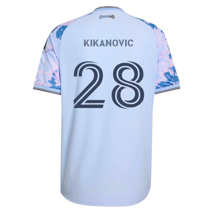Danxen Dzieci Benji Kikanović #28 Królewski Niebieski Biały Czarny Wyjazdowa Koszulka 2026/27 Koszulki Klubowe