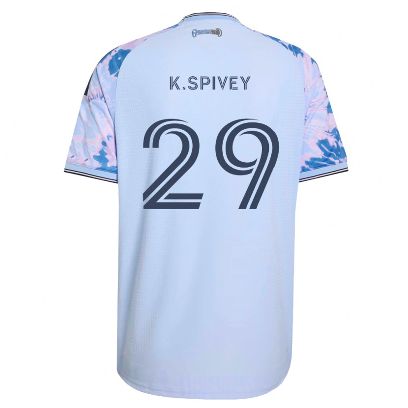 Danxen Dzieci Kaedren Spivey #29 Królewski Niebieski Biały Czarny Wyjazdowa Koszulka 2026/27 Koszulki Klubowe