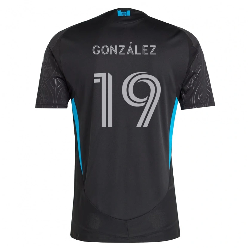 Danxen Dzieci Daniel González #19 Czarny Biały Błękitny Wyjazdowa Koszulka 2026/27 Koszulki Klubowe