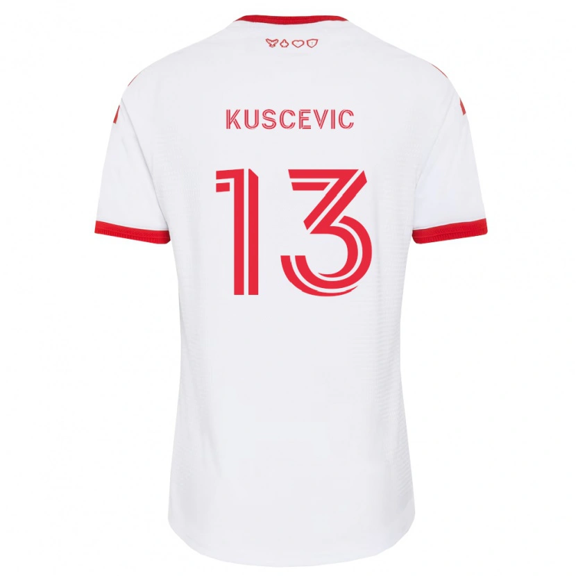 Danxen Dzieci Benjamín Kuscevic #13 Biały Czerwony Czarny Wyjazdowa Koszulka 2026/27 Koszulki Klubowe
