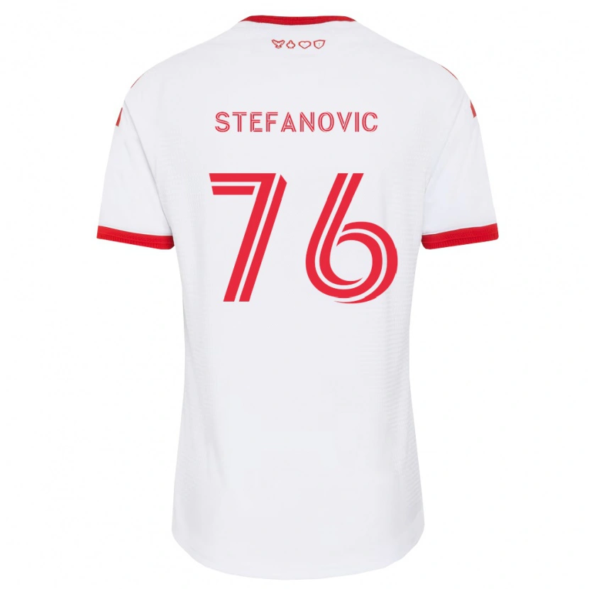 Danxen Dzieci Lazar Stefanović #76 Biały Czerwony Czarny Wyjazdowa Koszulka 2026/27 Koszulki Klubowe