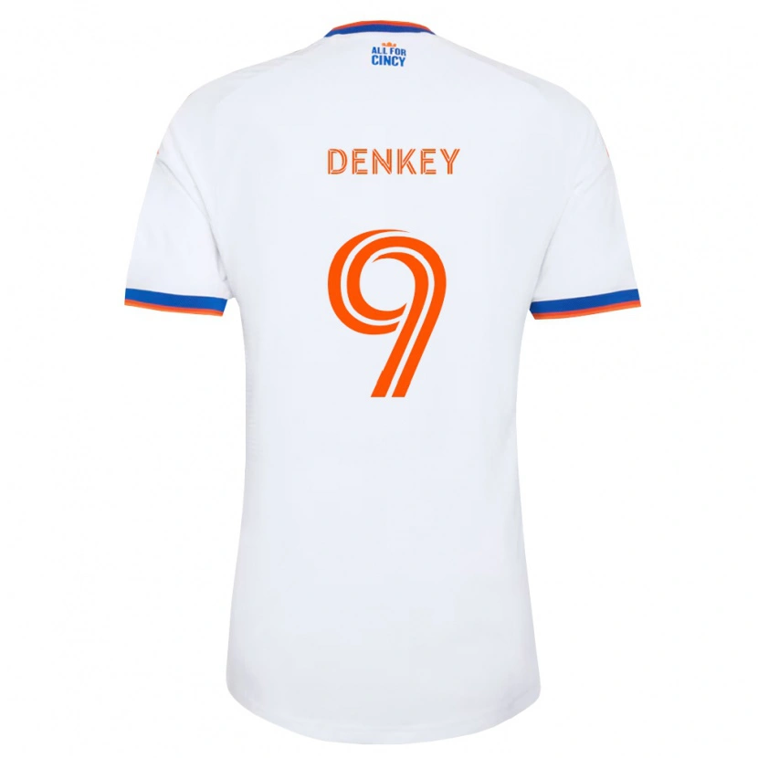 Danxen Dzieci Kévin Denkey #9 Biały Granatowy Pomarańczowy Wyjazdowa Koszulka 2026/27 Koszulki Klubowe