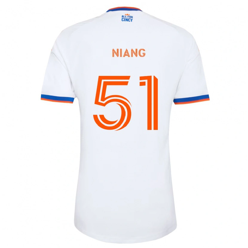 Danxen Dzieci Cheikhou Niang #51 Biały Granatowy Pomarańczowy Wyjazdowa Koszulka 2026/27 Koszulki Klubowe