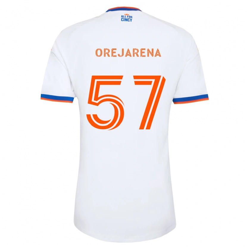 Danxen Dzieci Leo Orejarena #57 Biały Granatowy Pomarańczowy Wyjazdowa Koszulka 2026/27 Koszulki Klubowe