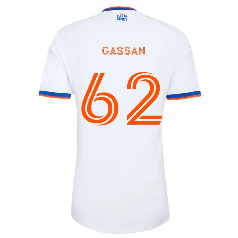 Danxen Dzieci Noah Gassan #62 Biały Granatowy Pomarańczowy Wyjazdowa Koszulka 2026/27 Koszulki Klubowe