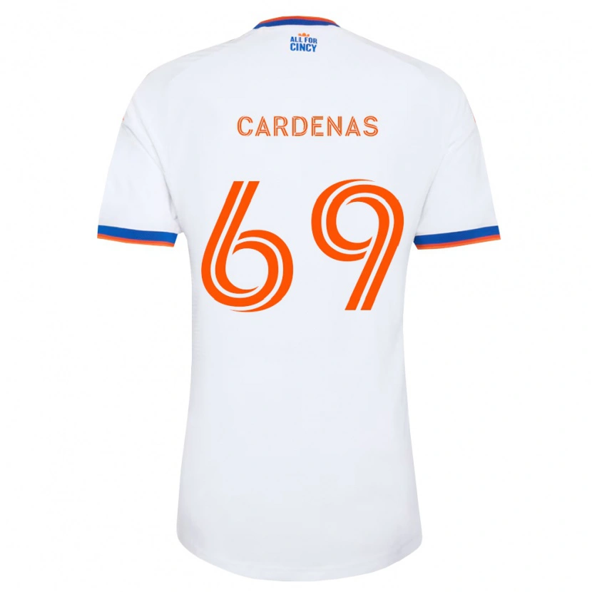 Danxen Dzieci Jared Cardenas #69 Biały Granatowy Pomarańczowy Wyjazdowa Koszulka 2026/27 Koszulki Klubowe
