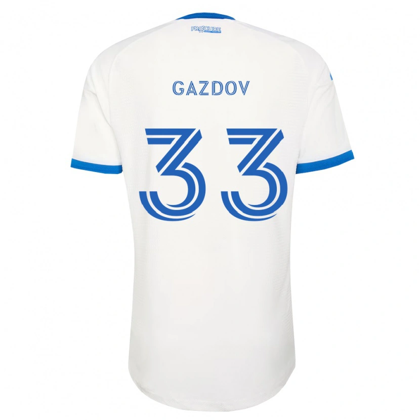 Danxen Dzieci Emil Gazdov #33 Błękitny Biały Wyjazdowa Koszulka 2026/27 Koszulki Klubowe