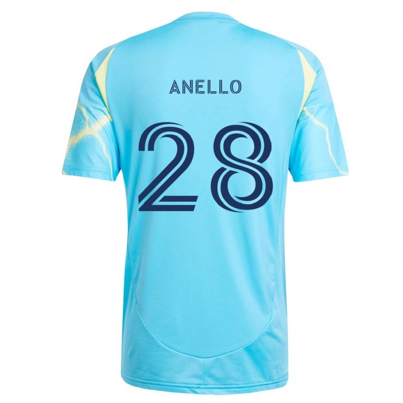Danxen Dzieci Agustín Anello #28 Jasny Niebieski Czarny Jasnożółty Wyjazdowa Koszulka 2026/27 Koszulki Klubowe
