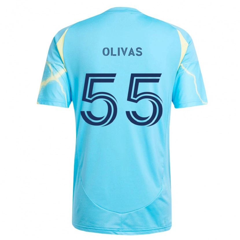 Danxen Dzieci Sal Olivas #55 Jasny Niebieski Czarny Jasnożółty Wyjazdowa Koszulka 2026/27 Koszulki Klubowe
