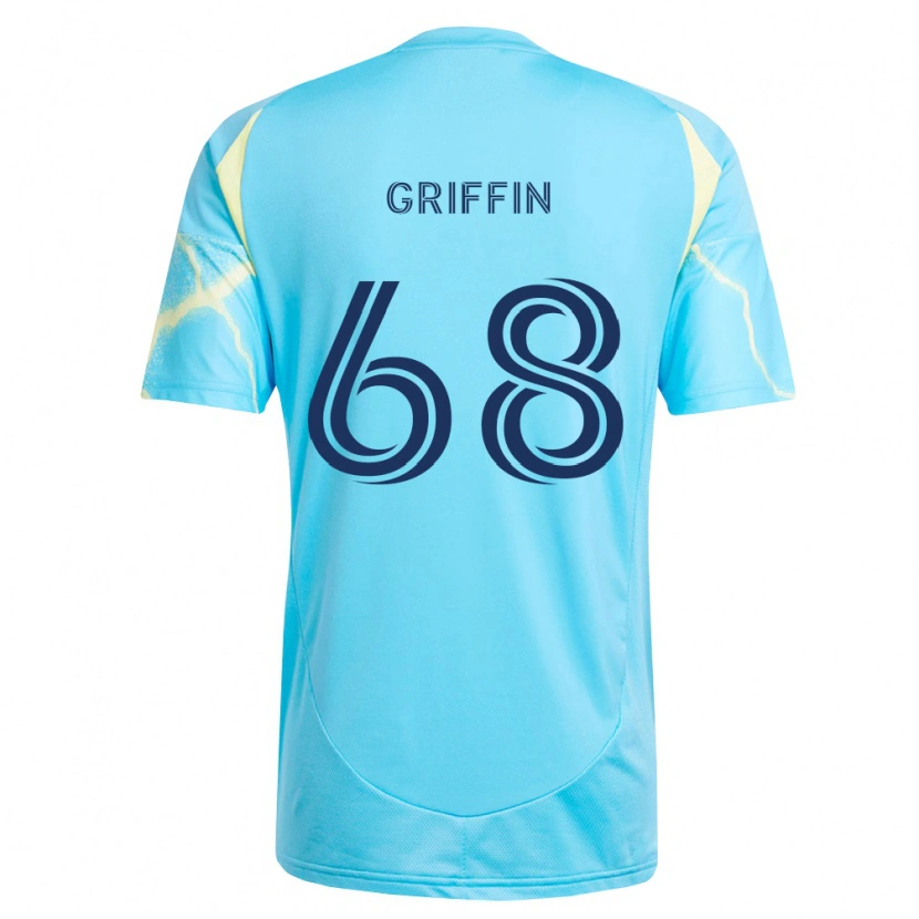 Danxen Dzieci Jordan Griffin #68 Jasny Niebieski Czarny Jasnożółty Wyjazdowa Koszulka 2026/27 Koszulki Klubowe