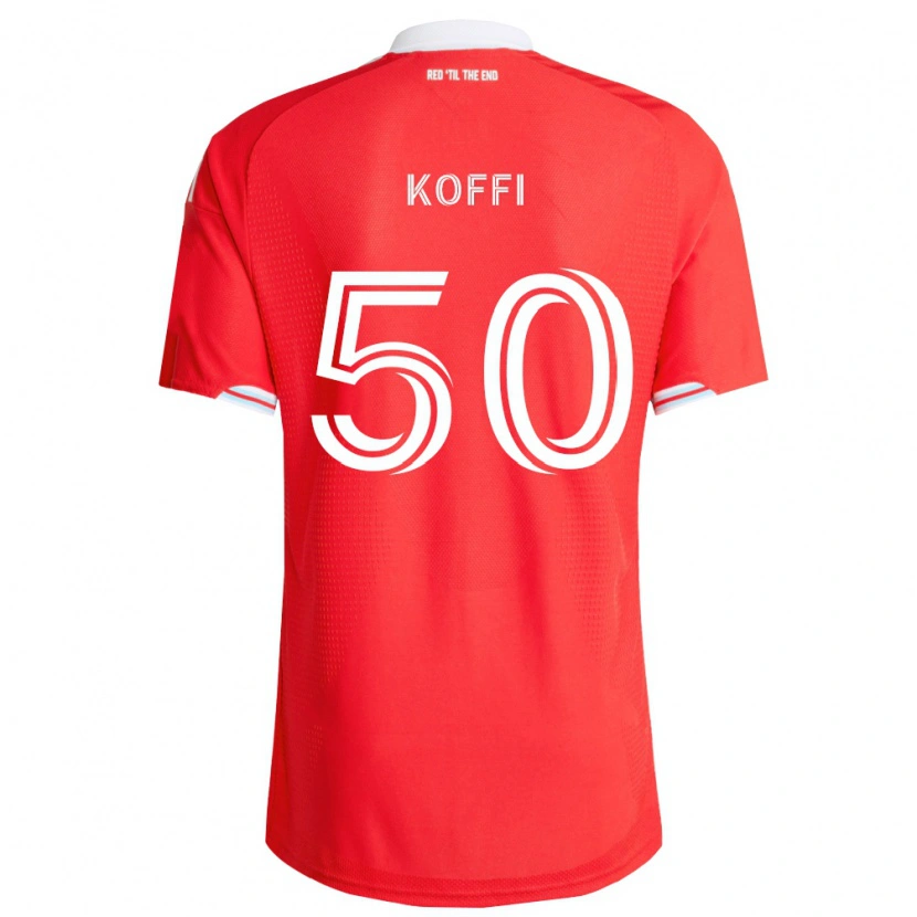Danxen Męski Christian Koffi #50 Czerwony Głęboki Niebieski Biały Domowa Koszulka 2026/27 Koszulki Klubowe