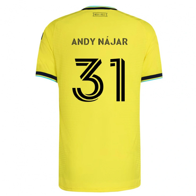 Danxen Męski Andy Nájar #31 Jasny Żółty Granatowy Domowa Koszulka 2026/27 Koszulki Klubowe