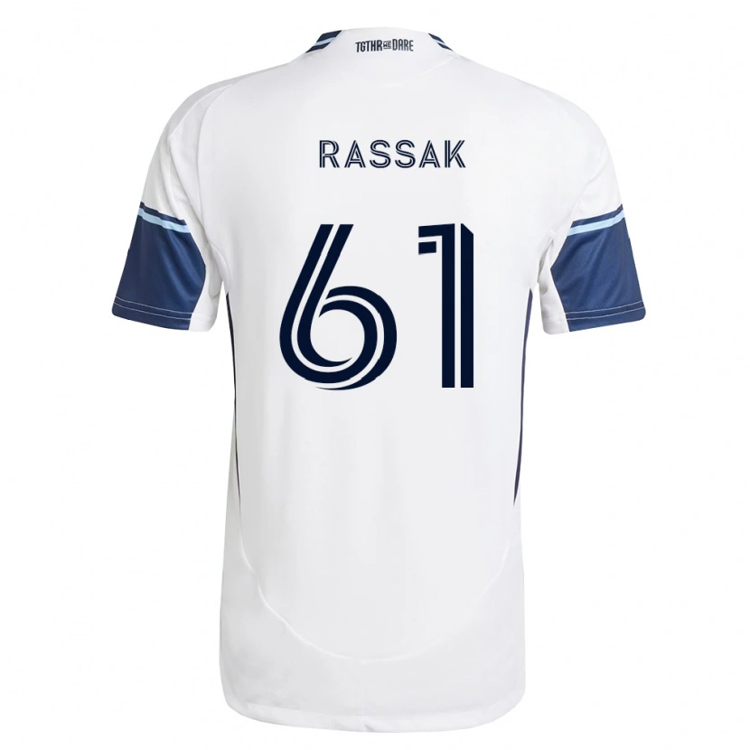 Danxen Męski Carson Rassak #61 Biały Królewski Niebieski Domowa Koszulka 2026/27 Koszulki Klubowe