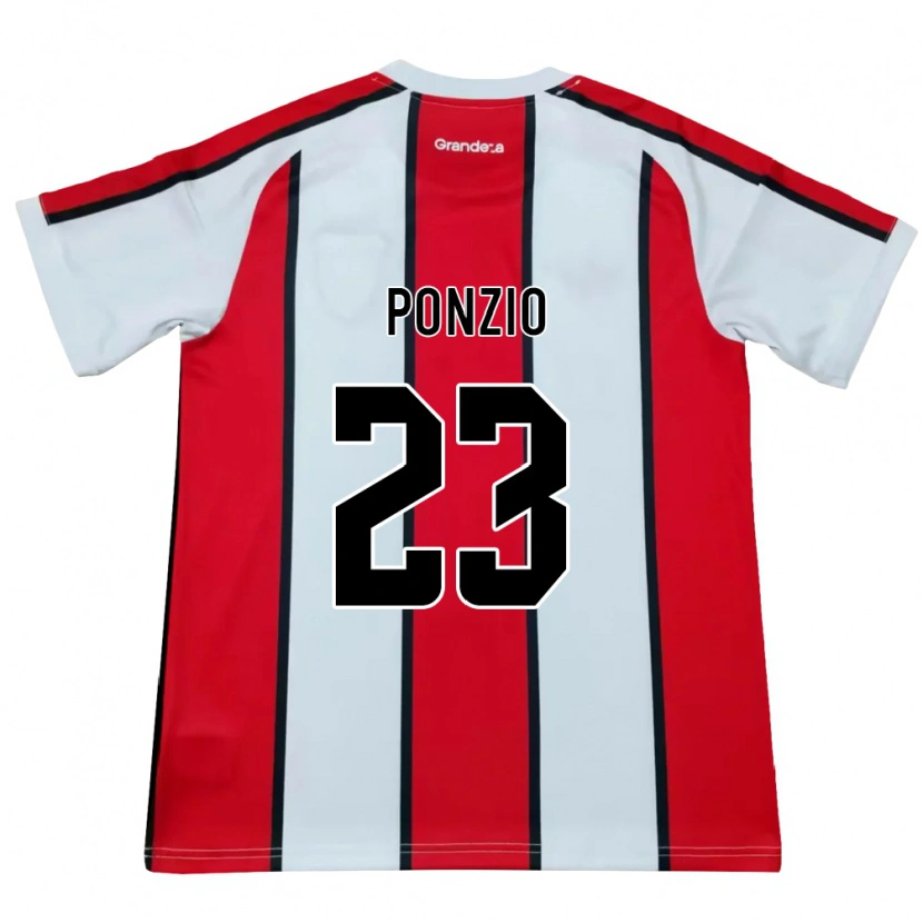 Danxen Męski Leonardo Ponzio #23 Biały Czerwony Czarny Wyjazdowa Koszulka 2026/27 Koszulki Klubowe
