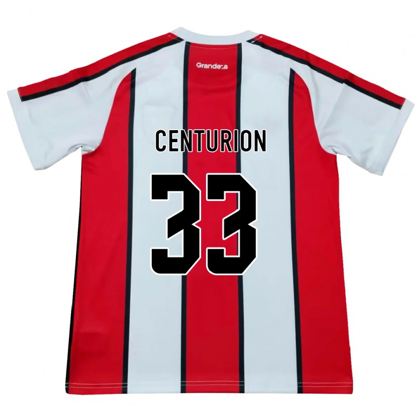 Danxen Męski Ezequiel Centurión #33 Biały Czerwony Czarny Wyjazdowa Koszulka 2026/27 Koszulki Klubowe