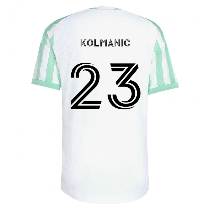Danxen Męski Žan Kolmanič #23 Jasnozielony Czarny Biały Wyjazdowa Koszulka 2026/27 Koszulki Klubowe