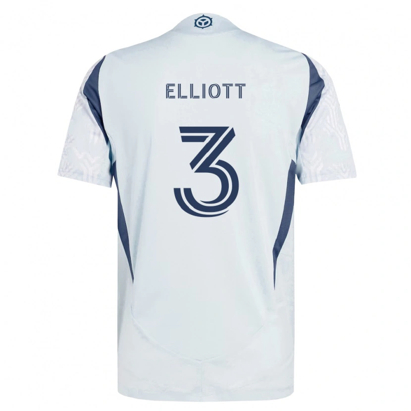 Danxen Męski Jack Elliott #3 Niebieski Szary Biały Wyjazdowa Koszulka 2026/27 Koszulki Klubowe