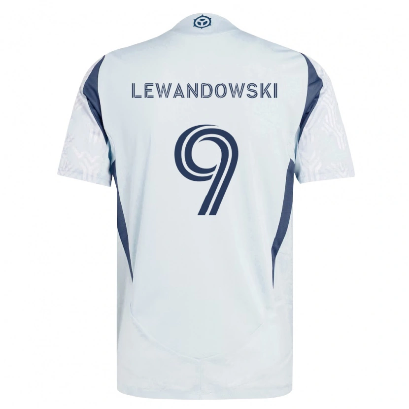 Danxen Męski Robert Lewandowski #9 Niebieski Szary Biały Wyjazdowa Koszulka 2026/27 Koszulki Klubowe
