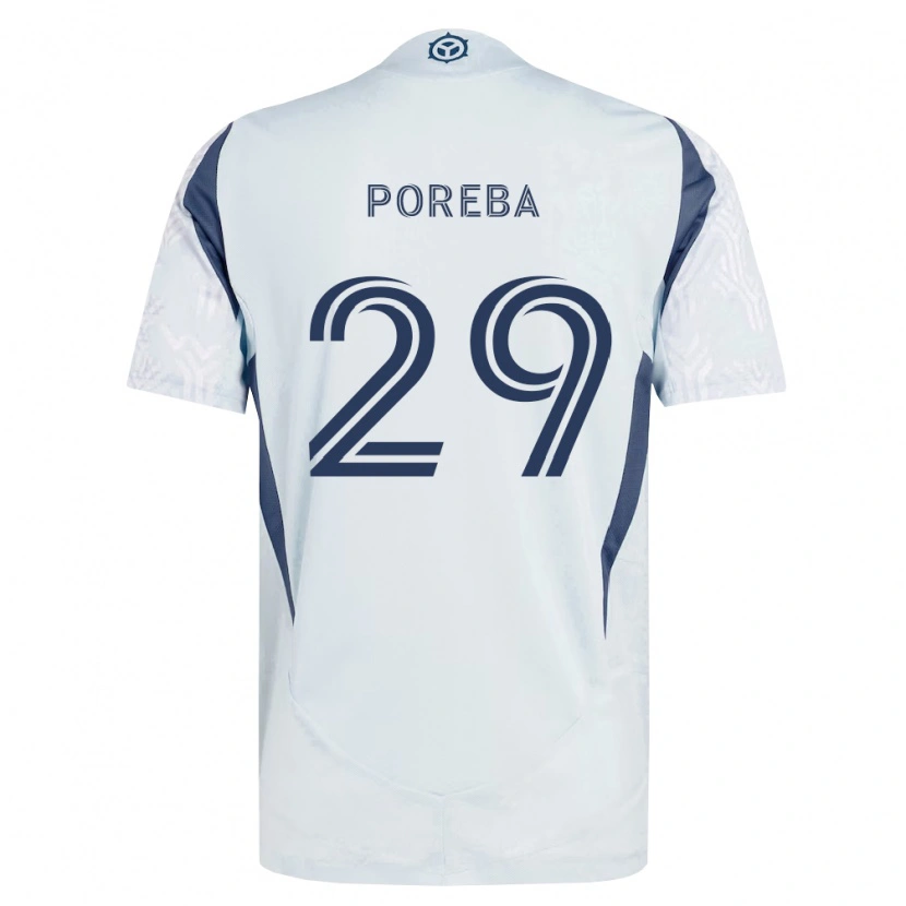 Danxen Męski David Poreba #29 Niebieski Szary Biały Wyjazdowa Koszulka 2026/27 Koszulki Klubowe