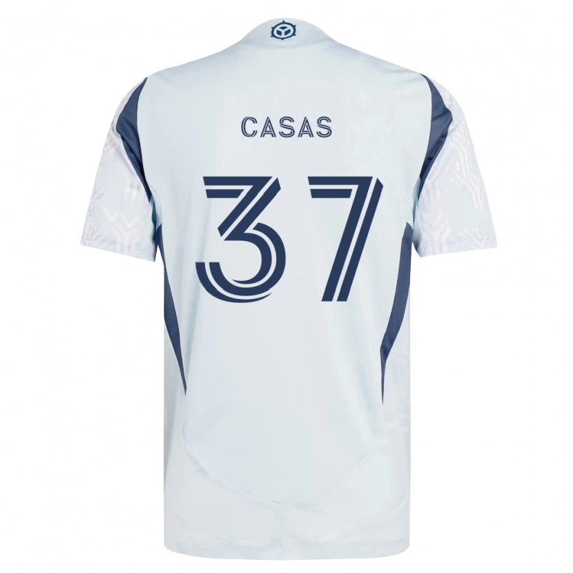 Danxen Męski Javier Casas #37 Niebieski Szary Biały Wyjazdowa Koszulka 2026/27 Koszulki Klubowe