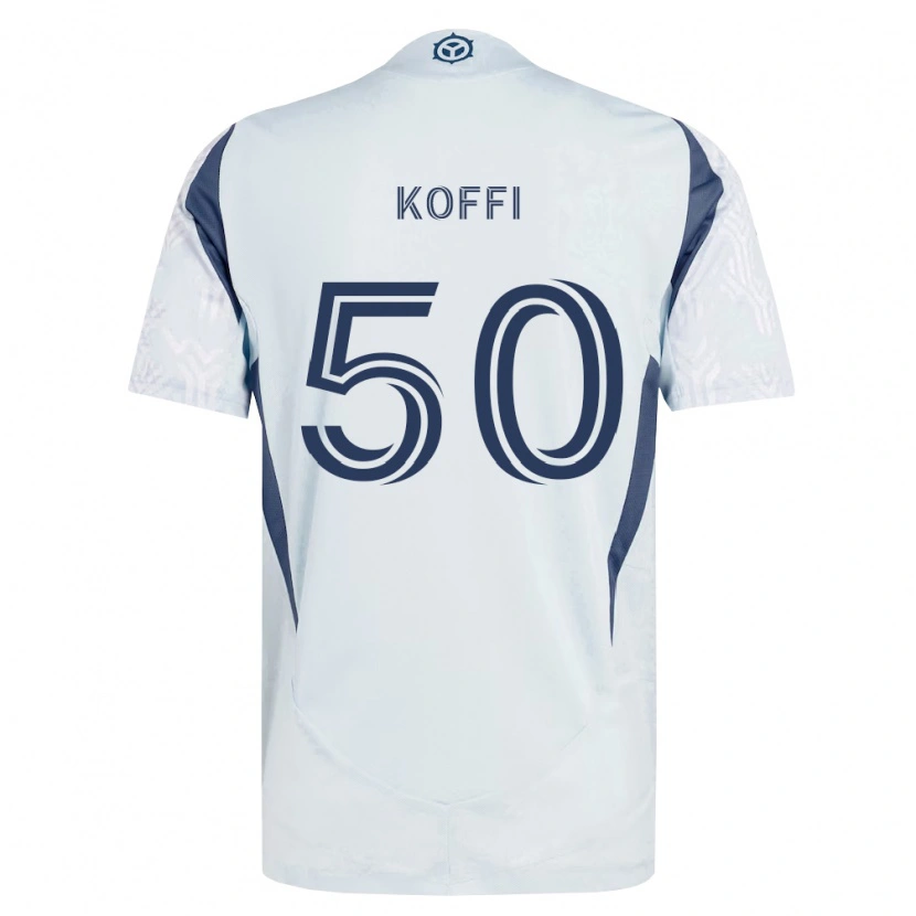 Danxen Męski Christian Koffi #50 Niebieski Szary Biały Wyjazdowa Koszulka 2026/27 Koszulki Klubowe