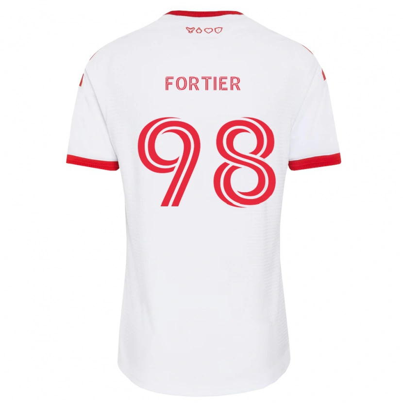 Danxen Męski Kristjan Fortier #98 Biały Czerwony Czarny Wyjazdowa Koszulka 2026/27 Koszulki Klubowe