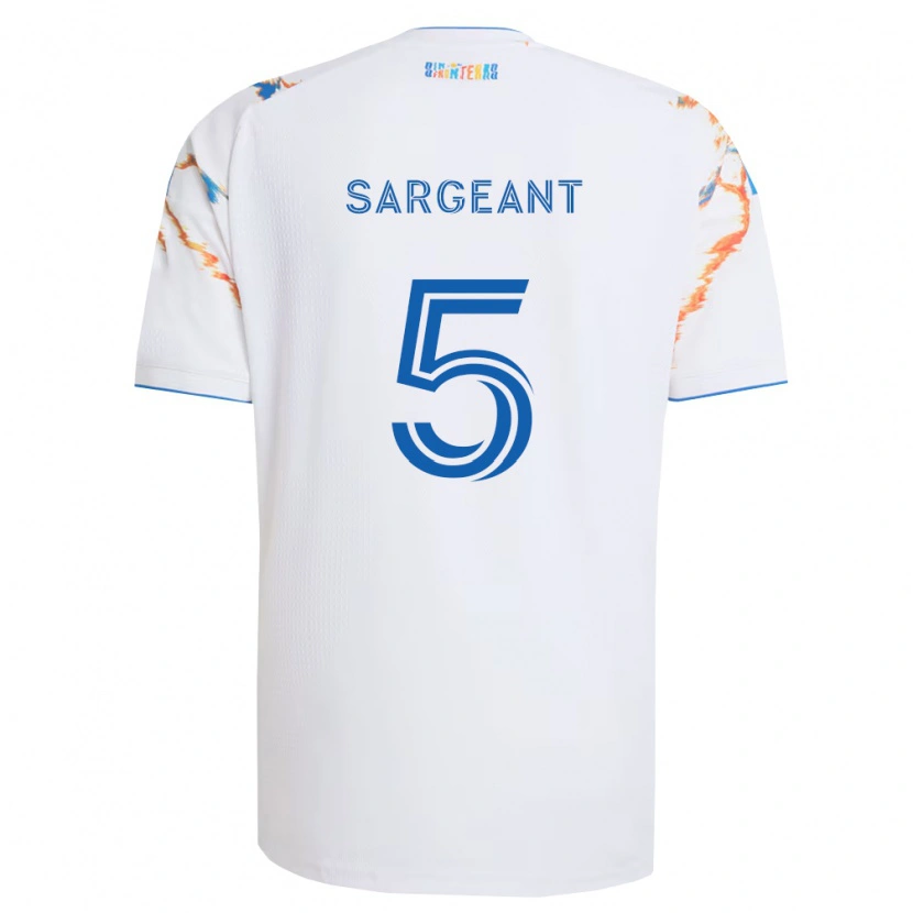 Danxen Męski Kieran Sargeant #5 Biały Pomarańczowy Niebieski Wyjazdowa Koszulka 2026/27 Koszulki Klubowe