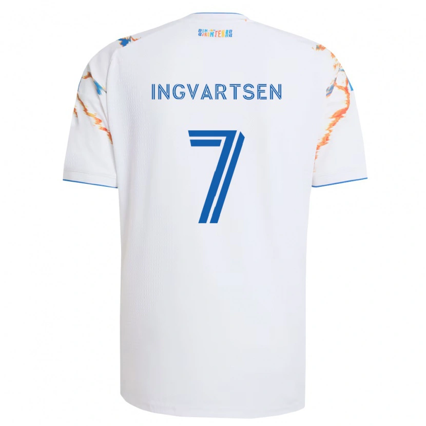 Danxen Męski Marcus Ingvartsen #7 Biały Pomarańczowy Niebieski Wyjazdowa Koszulka 2026/27 Koszulki Klubowe