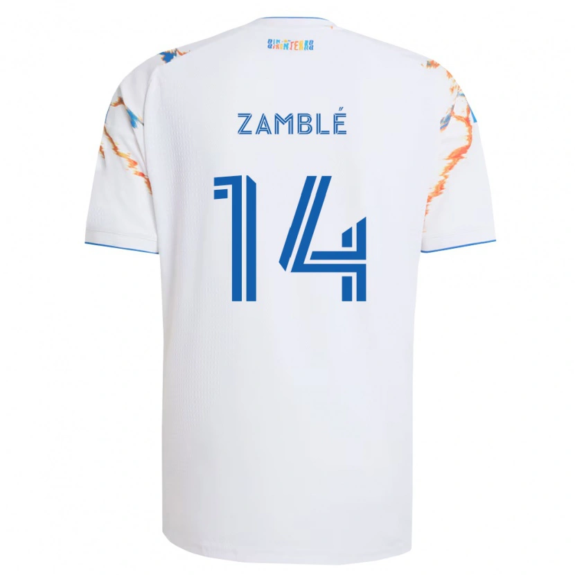Danxen Męski Bryan Zamblé #14 Biały Pomarańczowy Niebieski Wyjazdowa Koszulka 2026/27 Koszulki Klubowe