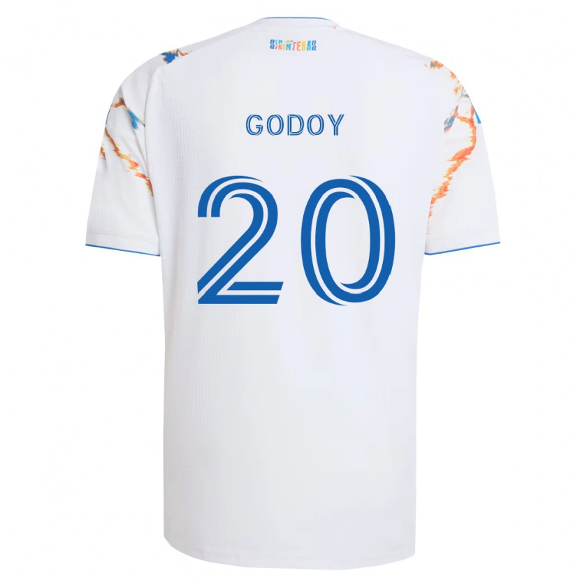 Danxen Męski Aníbal Godoy #20 Biały Pomarańczowy Niebieski Wyjazdowa Koszulka 2026/27 Koszulki Klubowe