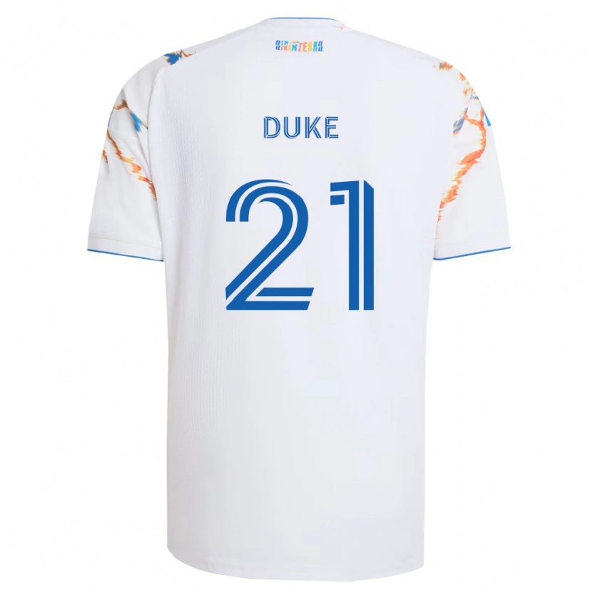 Danxen Męski Bryce Duke #21 Biały Pomarańczowy Niebieski Wyjazdowa Koszulka 2026/27 Koszulki Klubowe