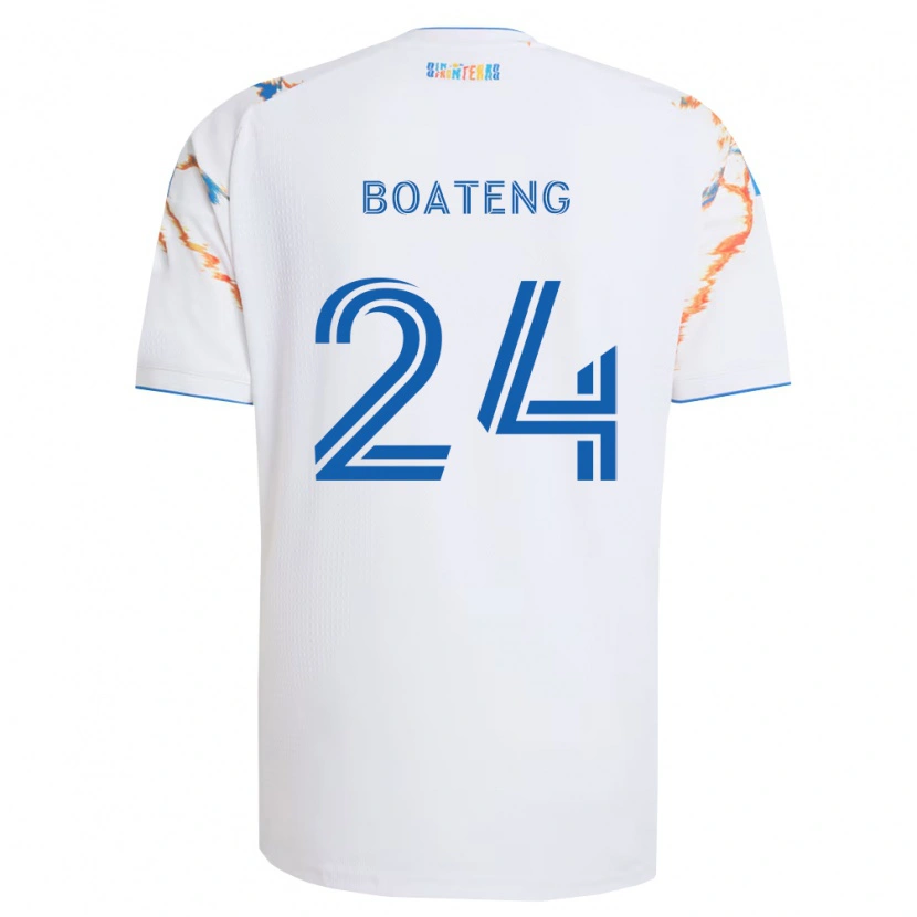 Danxen Męski Emmanuel Boateng #24 Biały Pomarańczowy Niebieski Wyjazdowa Koszulka 2026/27 Koszulki Klubowe