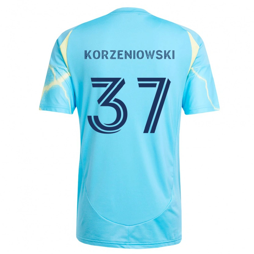 Danxen Męski Stas Korzeniowski #37 Jasny Niebieski Czarny Jasnożółty Wyjazdowa Koszulka 2026/27 Koszulki Klubowe