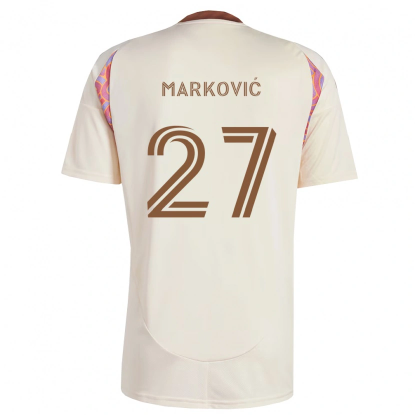 Danxen Męski Nikola Marković #27 Kość Słoniowa Różowy Wyjazdowa Koszulka 2026/27 Koszulki Klubowe