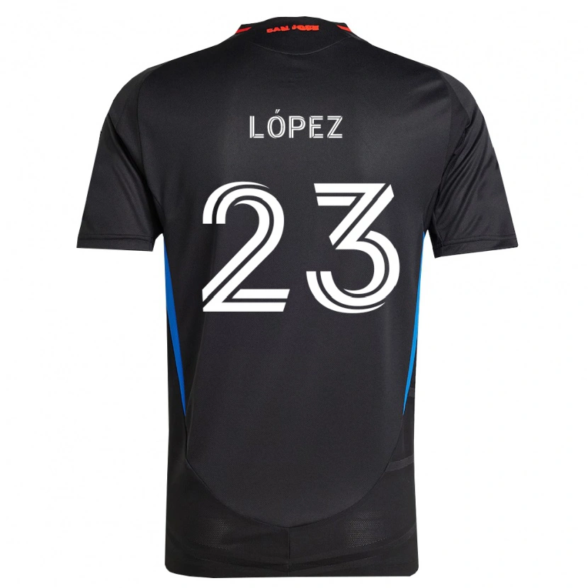 Danxen Kobiety Hernán López #23 Niebieski Biały Czarny Domowa Koszulka 2026/27 Koszulki Klubowe