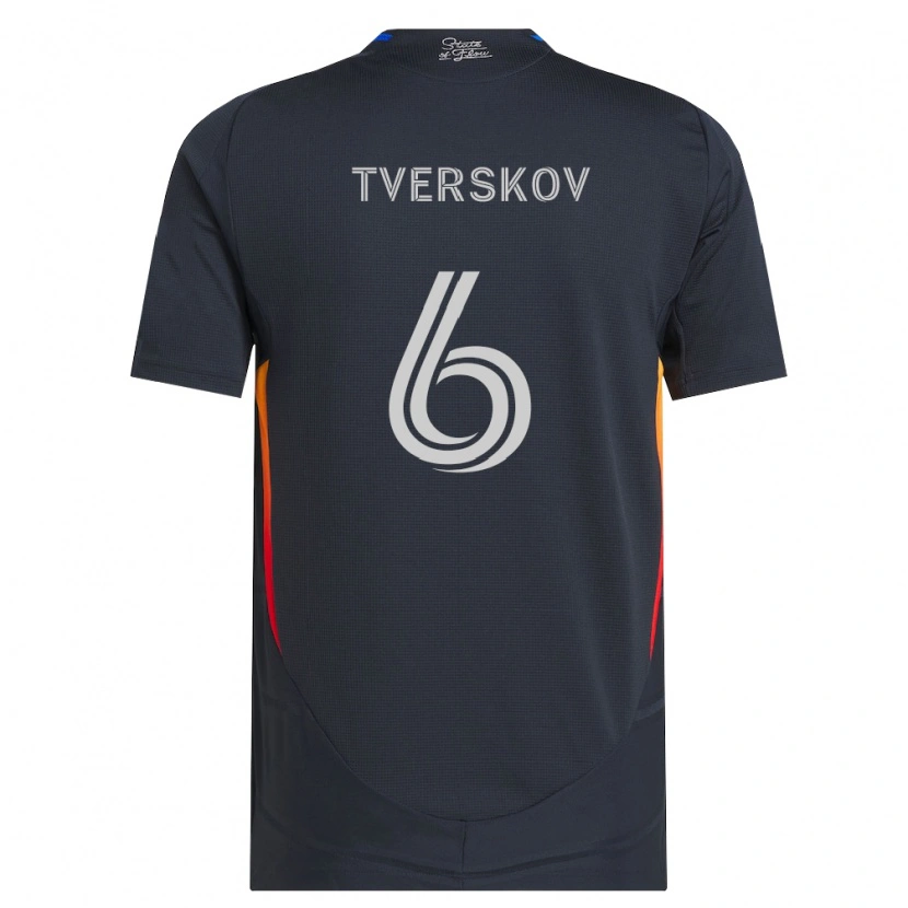 Danxen Kobiety Jeppe Tverskov #6 Ciemnoszary Czerwony Domowa Koszulka 2026/27 Koszulki Klubowe