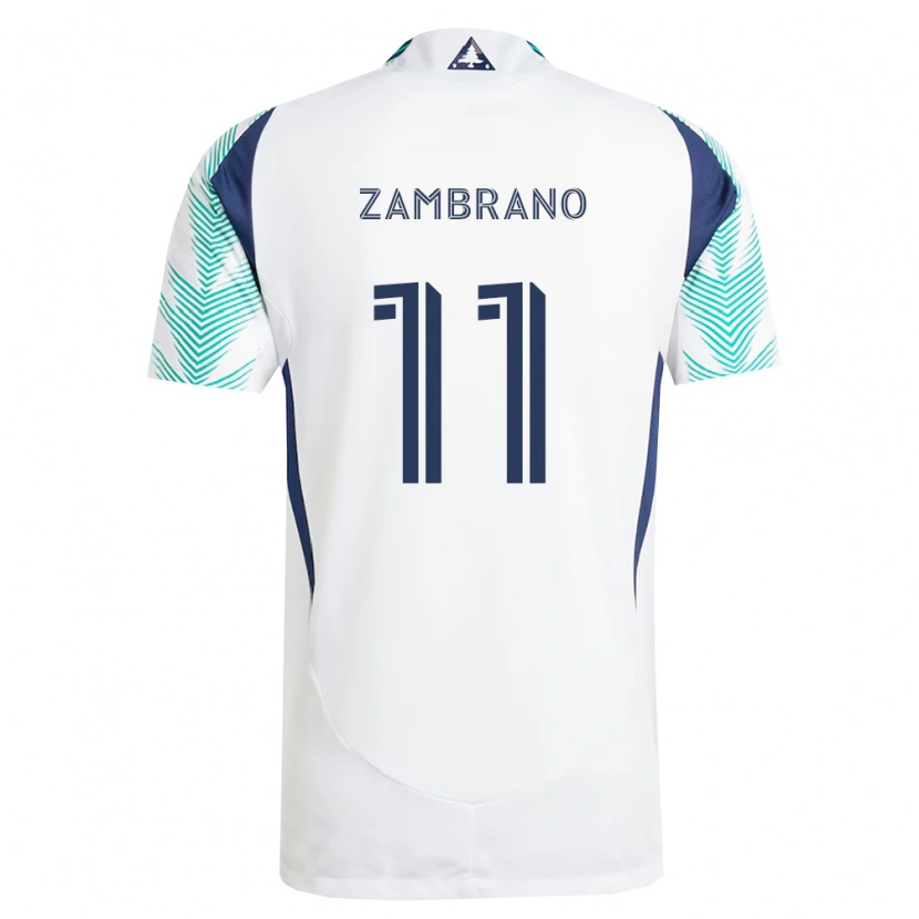 Danxen Kobiety Carlos Zambrano #11 Biały Granatowy Jasnozielony Wyjazdowa Koszulka 2026/27 Koszulki Klubowe