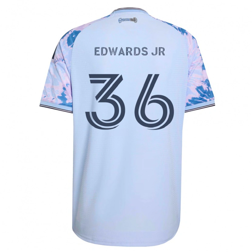 Danxen Kobiety Earl Edwards Jr. #36 Królewski Niebieski Biały Czarny Wyjazdowa Koszulka 2026/27 Koszulki Klubowe
