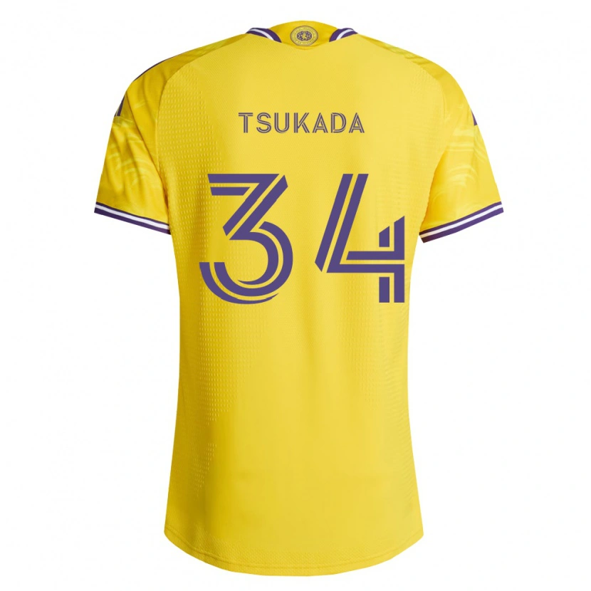 Danxen Kobiety Yutaro Tsukada #34 Żółty Fioletowy Wyjazdowa Koszulka 2026/27 Koszulki Klubowe