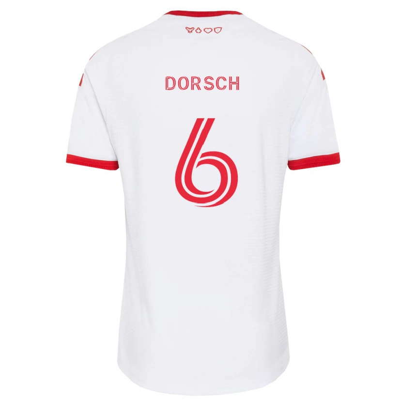 Danxen Kobiety Niklas Dorsch #6 Biały Czerwony Czarny Wyjazdowa Koszulka 2026/27 Koszulki Klubowe