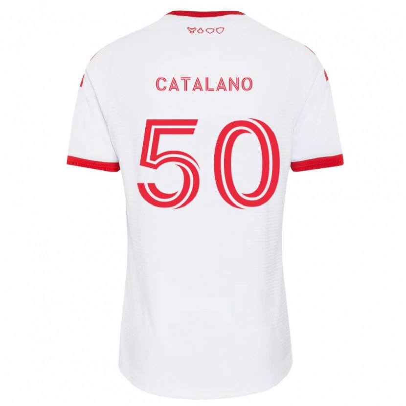 Danxen Kobiety Gianluca Catalano #50 Biały Czerwony Czarny Wyjazdowa Koszulka 2026/27 Koszulki Klubowe