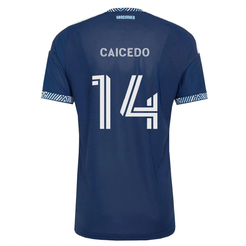 Danxen Kobiety Bruno Caicedo #14 Głęboki Niebieski Biały Wyjazdowa Koszulka 2026/27 Koszulki Klubowe