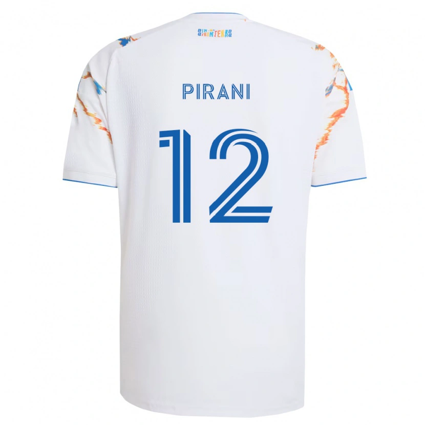 Danxen Kobiety Gabriel Pirani #12 Biały Pomarańczowy Niebieski Wyjazdowa Koszulka 2026/27 Koszulki Klubowe