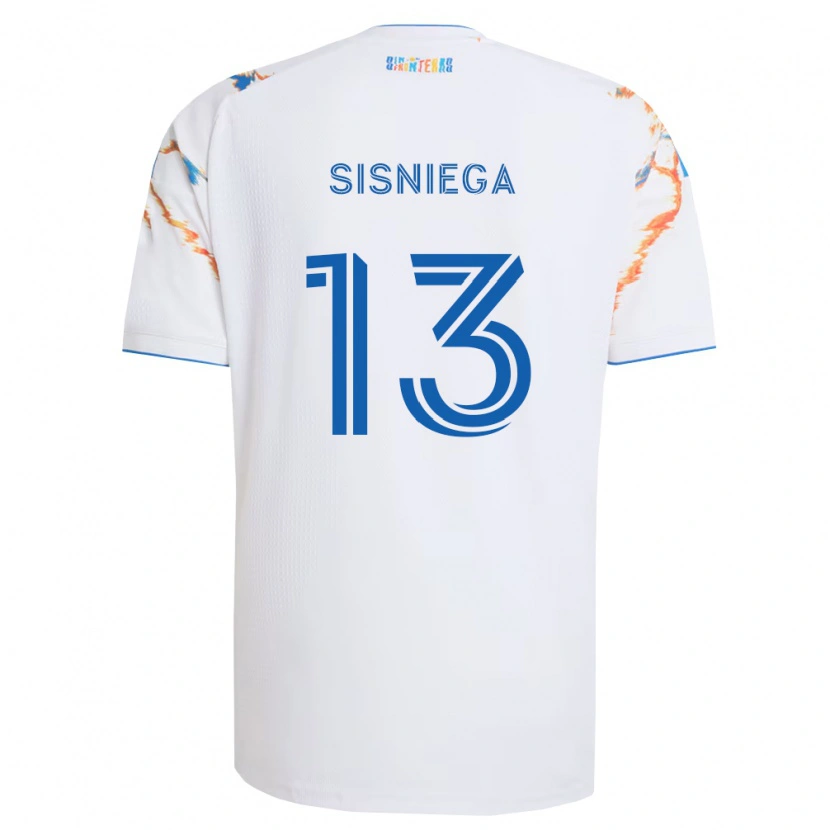 Danxen Kobiety Pablo Sisniega #13 Biały Pomarańczowy Niebieski Wyjazdowa Koszulka 2026/27 Koszulki Klubowe