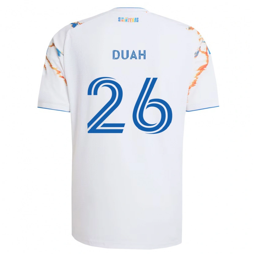 Danxen Kobiety Manu Duah #26 Biały Pomarańczowy Niebieski Wyjazdowa Koszulka 2026/27 Koszulki Klubowe