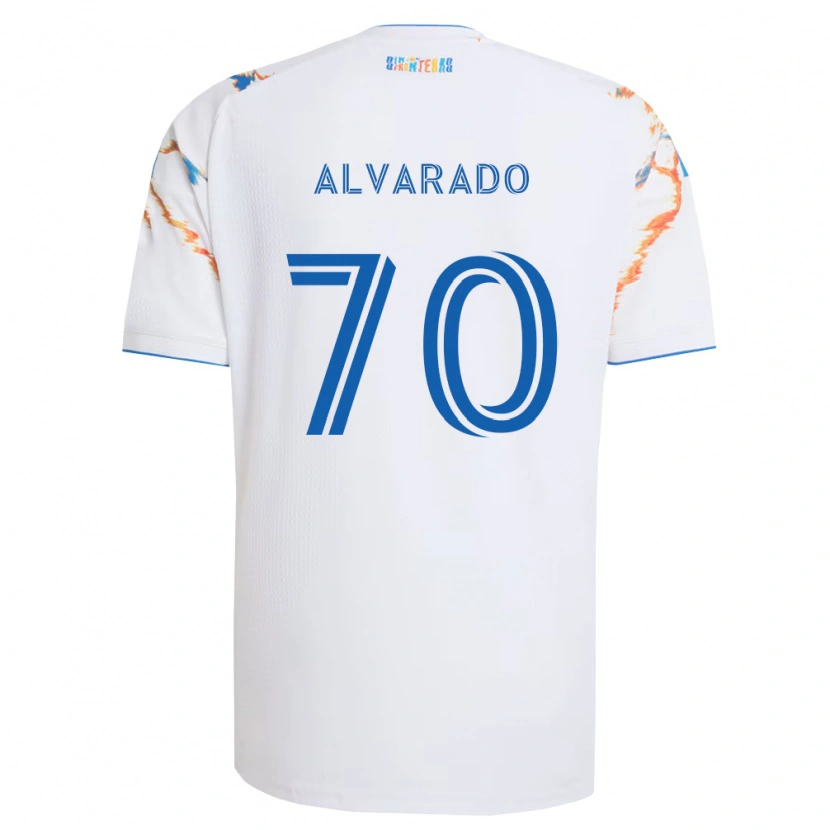 Danxen Kobiety Alejandro Alvarado #70 Biały Pomarańczowy Niebieski Wyjazdowa Koszulka 2026/27 Koszulki Klubowe