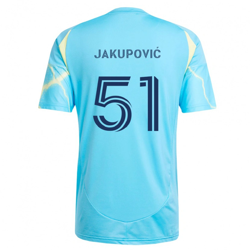 Danxen Kobiety Malik Jakupović #51 Jasny Niebieski Czarny Jasnożółty Wyjazdowa Koszulka 2026/27 Koszulki Klubowe