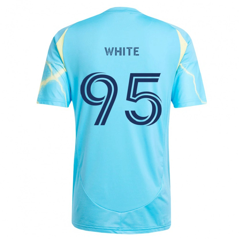 Danxen Kobiety Matthew White #95 Jasny Niebieski Czarny Jasnożółty Wyjazdowa Koszulka 2026/27 Koszulki Klubowe