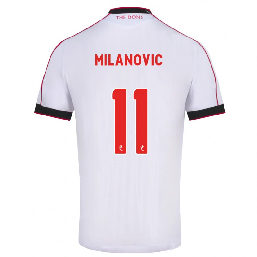 Danxen Kobiety Nicolas Milanovic #11 Czarny Czerwony Biały Wyjazdowa Koszulka 2026/27 Koszulki Klubowe