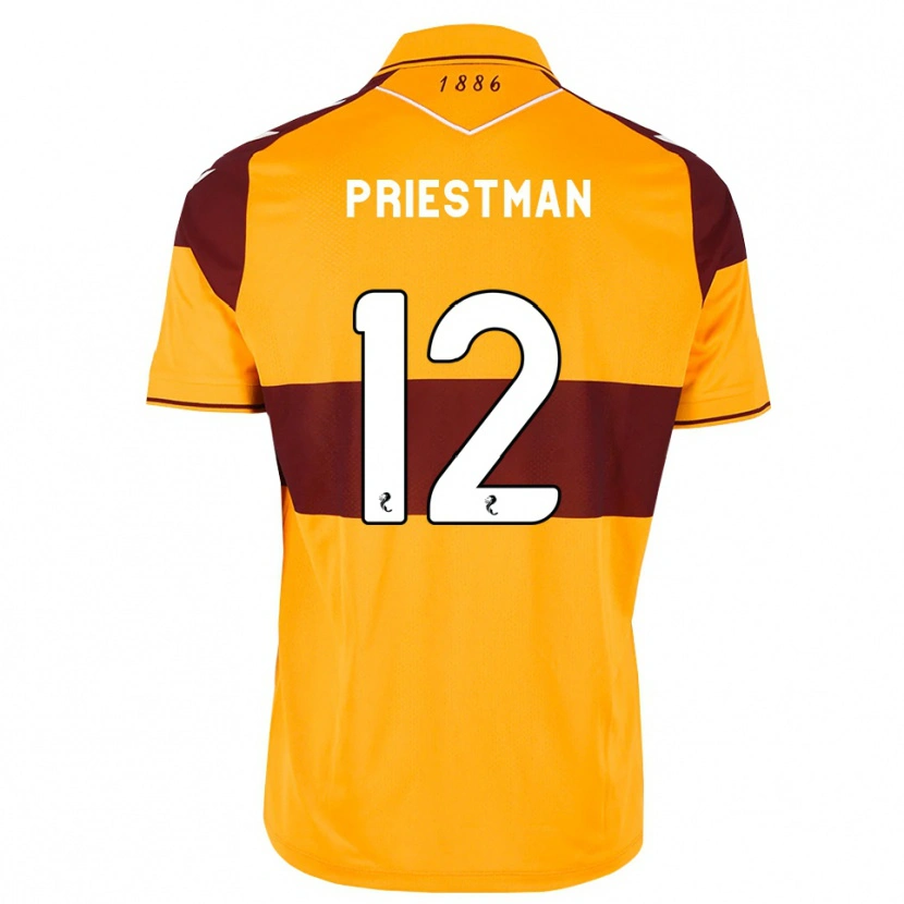 Danxen Dzieci Oscar Priestman #12 Bordowy Pomarańczowy Domowa Koszulka 2026/27 Koszulki Klubowe
